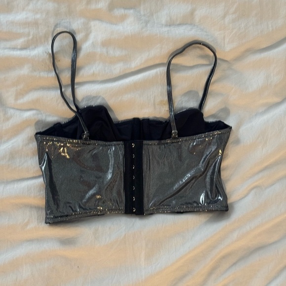 Forever 21 metallic gray bustier bra top | size M| brand new - Picture 2 of 9